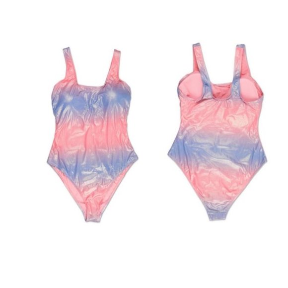 Ashley Stuart Women's Plus 2XL Shiny One Piece Swimsuit Purple/Pink🆕Fast💨⚡🚚 - Picture 2 of 12